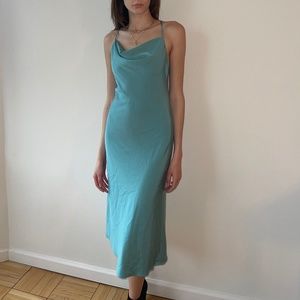 silk cowl neck dress
